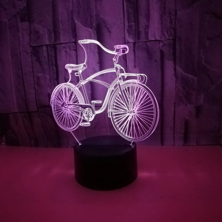 3D Bicycle Night Light 7 Color Illusion LED USB Night Lamp for Bedroom
