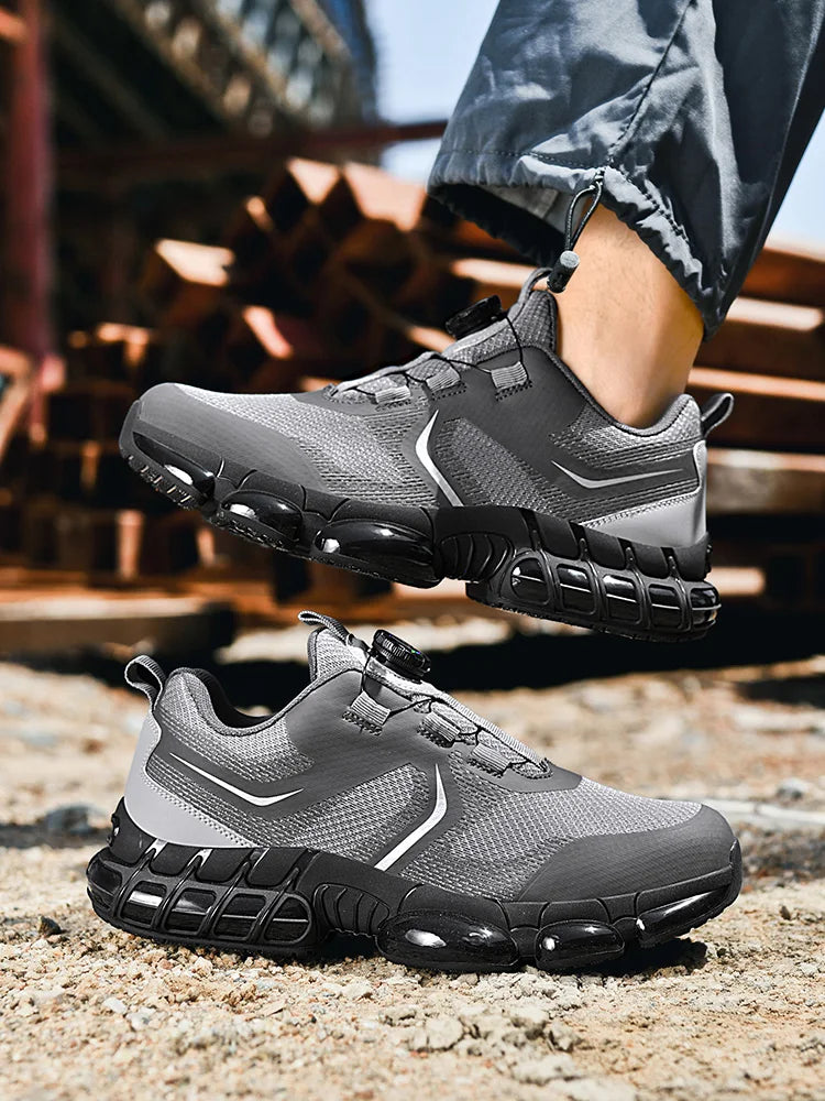 VIPOL Men's outdoor sports shoes, steel-toe shoes, construction site safety shoes, anti-crush and anti-puncture safety shoes