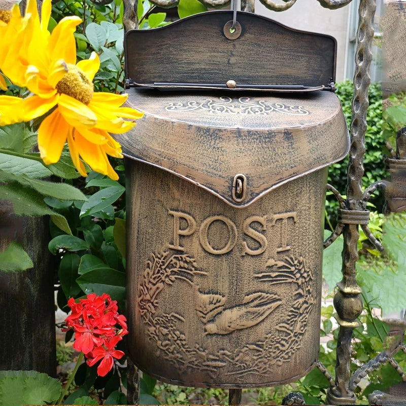 Vintage European Rural Pastoral Style Wall Mount Mailbox Farmhouse Post Creative Newspaper Letter Box Waterproof Garden Decor