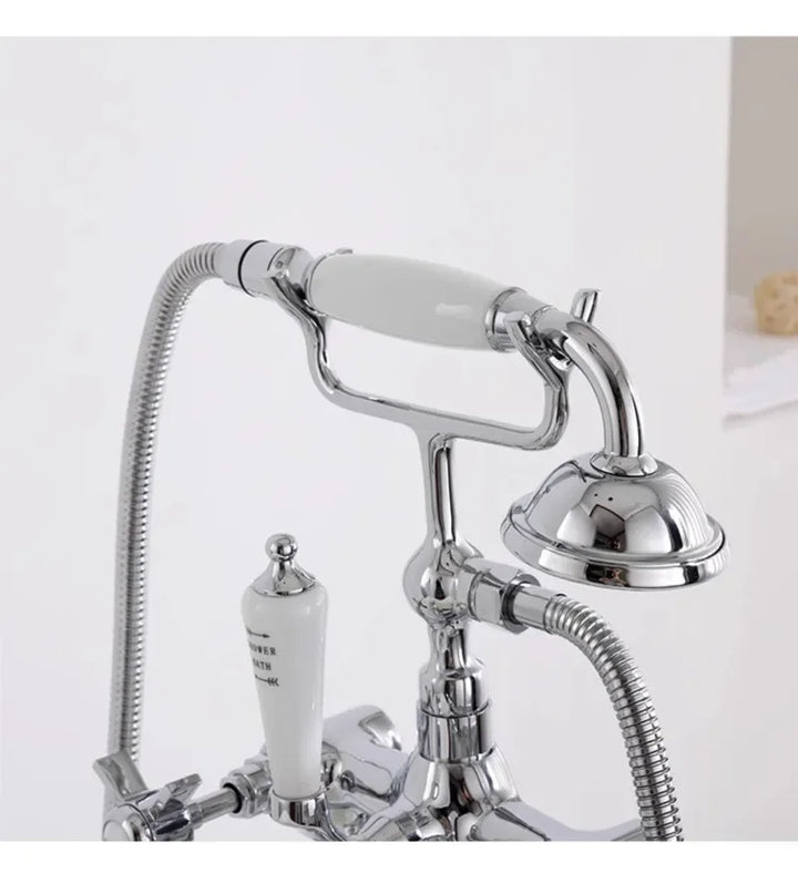 Bathtub Faucet Set Floor Decked Bathroom Classical Top High Quality Gold American Style Ceramic Handle Shower Faucet