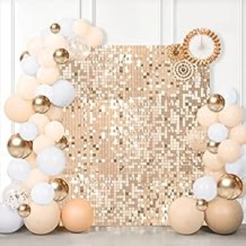 90x180cm Shimmer Wall Backdrop Matte Champagne Gold Sequin Shimer Wall Panels
