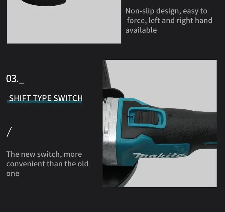Makita DGA404 18V Brushless Electric Angle Grinder 125mm Cordless Grinder Metal Wood Grinding Polishing Cutting Power Tool