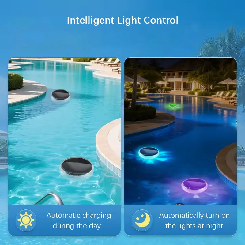 Solar Floating Pool Light Intelligent Auto On&Off 6Color Changing Modes Holiday & Celebration Light Settings Enhances Cozy