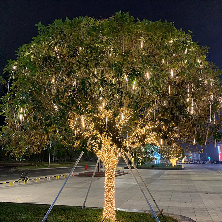 30/50cm Solar Meteor Shower LED Holiday Fairy String Light 8 Tubes Outdoor Waterproof Garden Street Garland