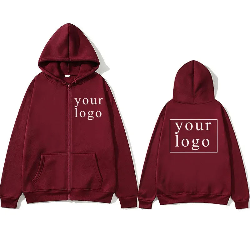 Your Own Design Brand Logo/Picture Personalized Custom Anywhere Men Women DIY Zipper cardigan hoodie