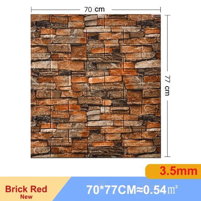10Pcs Self-Adhesive 3D Wall Sticker DIY Brick Stickers Home Kids Room Kitchen Ceiling Decor No Odor No Pollution Wallpaper 70X77