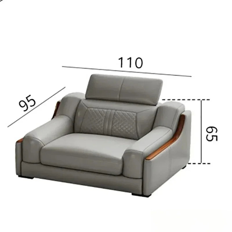 Stylish Italian Genuine Leather Sofa for Living Room with Cup Holder, USB, Adjustable Headrests & Bluetooth Speaker - Lazy Sofa