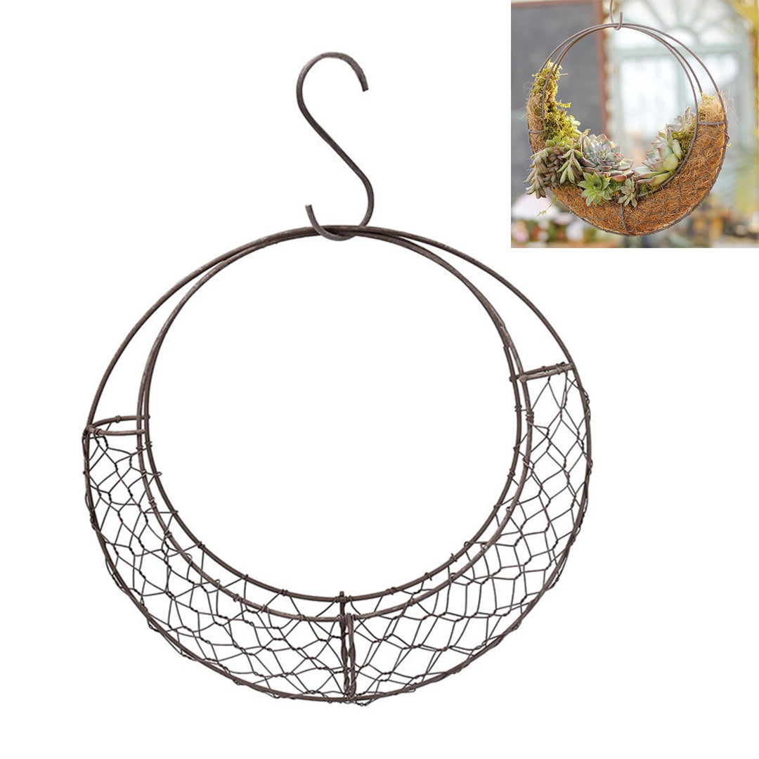 Metal Hanging Basins Crescent-Shaped Metal Hanging Baskets Wire Mesh Wreath Hangers Succulent Hanging Plant Hangers