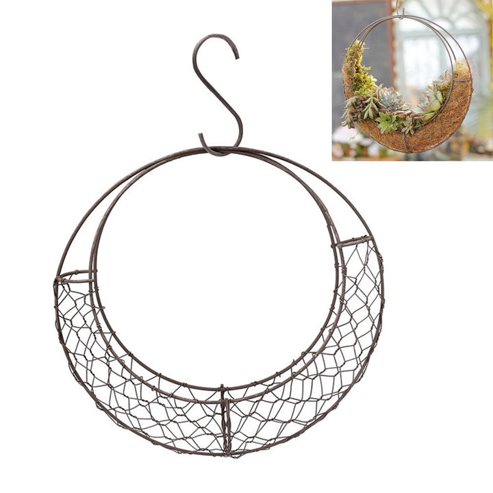 Metal Hanging Basins Crescent-Shaped Metal Hanging Baskets Wire Mesh Wreath Hangers Succulent Hanging Plant Hangers