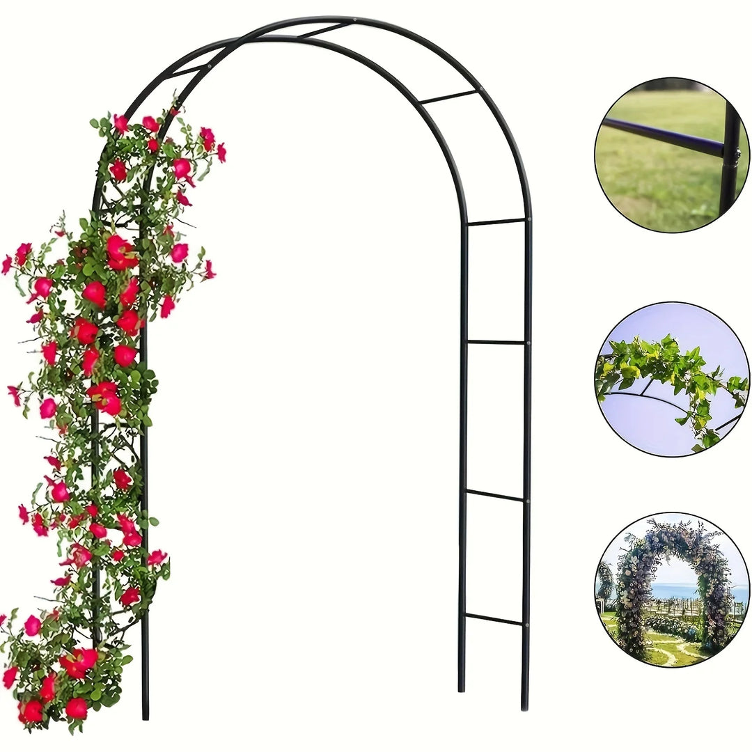 Large Metal Garden Arch100Inch Gothic Wedding Flower Stand Heavy Duty Steel Frame Outdoor Lawn Climbing Frame1-2pc
