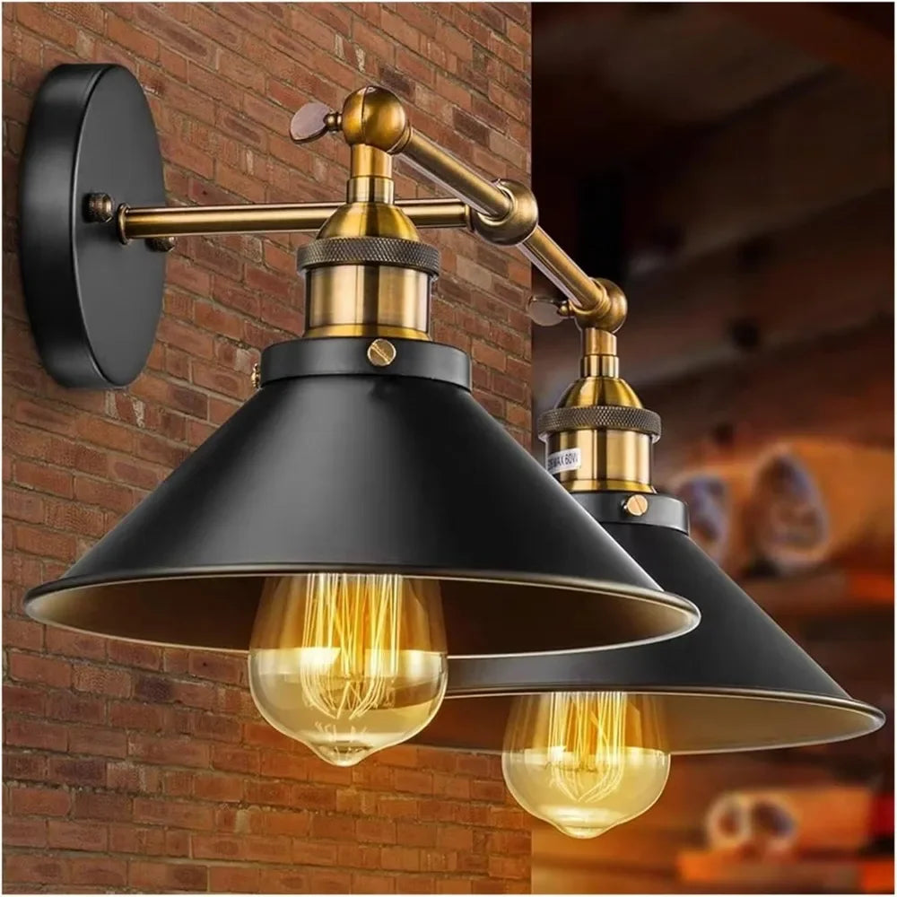 JOYINLED Industrial Chandelier Vintage Retro Black Pendant Light Shade Loft Iron Umbrella Kitchen Bar Hanging Ceiling Light