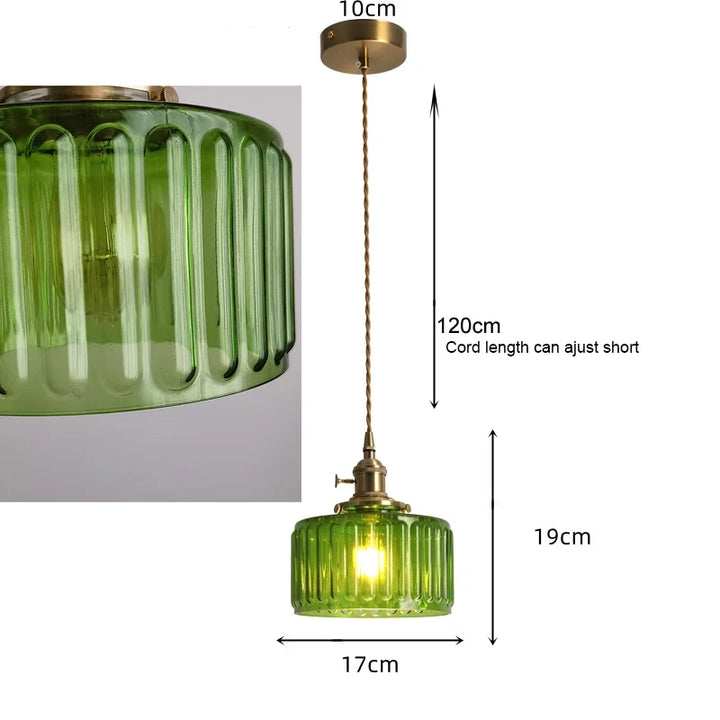 Suspension Green Stripe Glass Chandelier E27 Restaurant Pendant Light For Dining Room Kitchen Cafe Bedside Hanging Lamp Fixtures