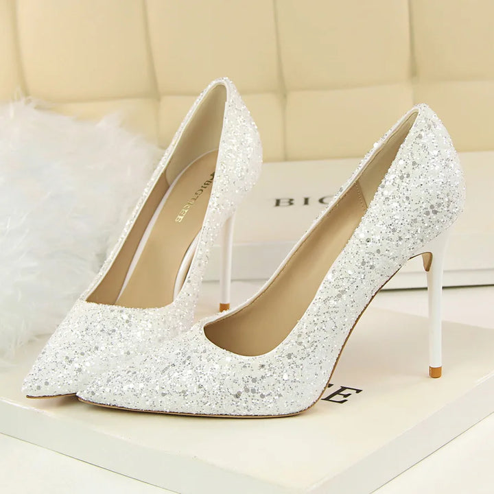 Women 7cm 9.5cm High Heels Bling Pumps Sparkly Heels