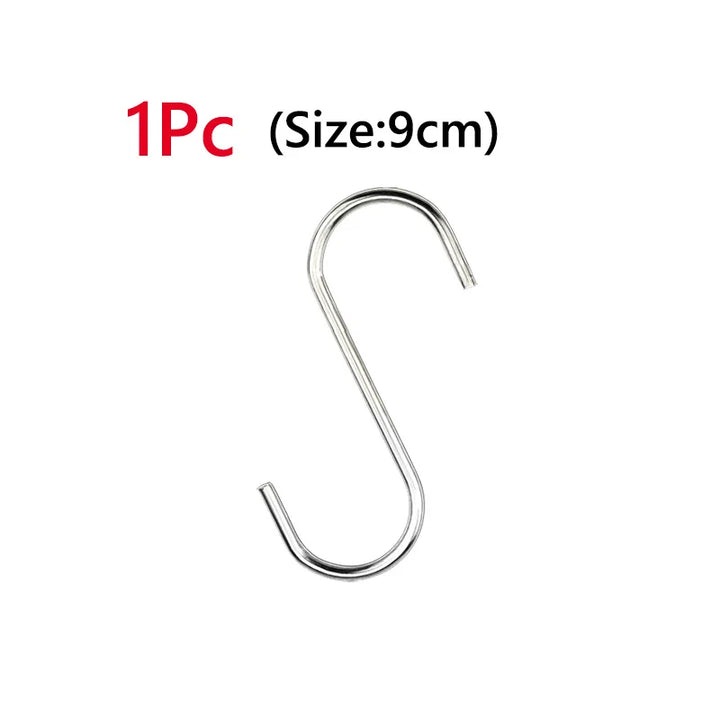 5/10Pcs S-Shape Hook Stainless Steel Clothes Bags Towels Plants Hanging Rack Multi-function Kitchen Bedroom Railing Hanger Hook