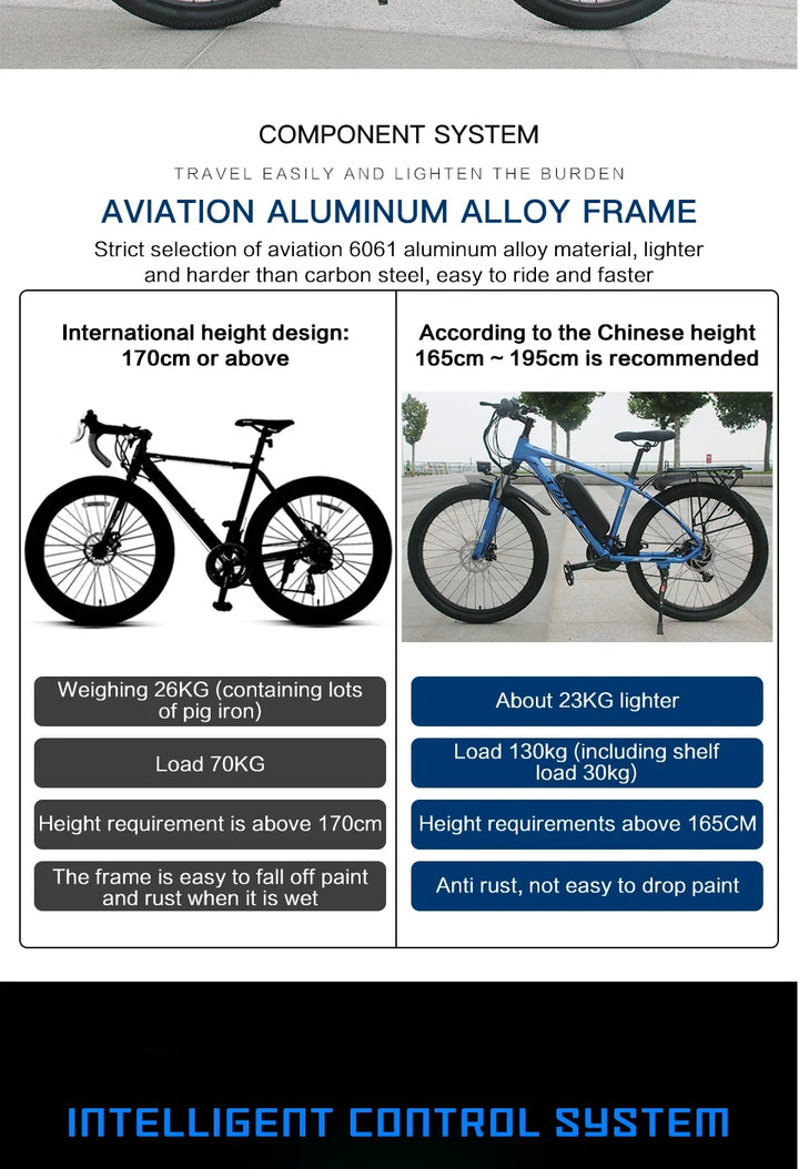 AKEZ Electric Bicycle 36V13AH Lithium Battery 350W Brushless motor Adult E-Bike 26Inch Thin tire Urban Commuting Electric Bike