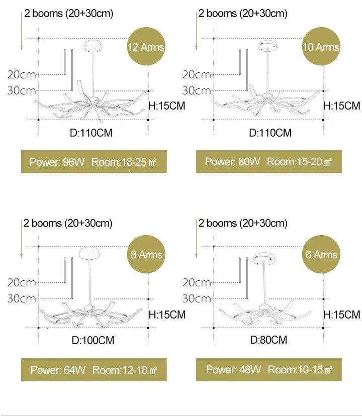 Modern Black Gold Dimming Pendant Light Nordic Creative LED Ceiling Chandeliers For Living Room Home Decor Light Fixtures