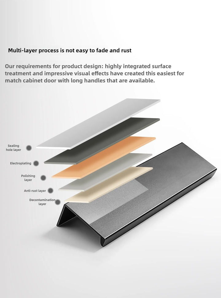 Gold Black Hidden Cabinet Pulls Aluminum Alloy Kitchen Cupboard Handles Drawer Knobs Furniture Handle Bedroom Hardware