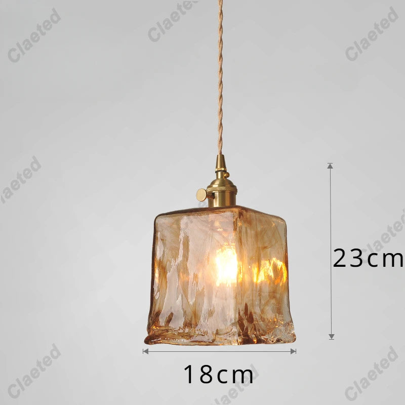 IWHD Modern Copper Glass LED Pendant Lamp Switch Living Room Bedroom Green Amber White Nordic Hanging Lights