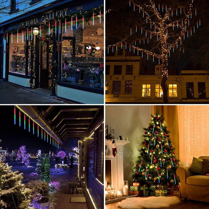 30/50cm Solar Meteor Shower LED Holiday Fairy String Light 8 Tubes Outdoor Waterproof Garden Street Garland