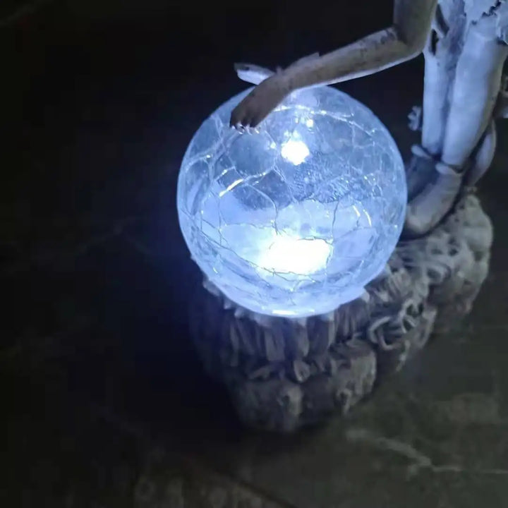 The FARCENT decorative garden crystal ball girl resin statue comes with a built-in solar lamp and is an exquisite handicraft.