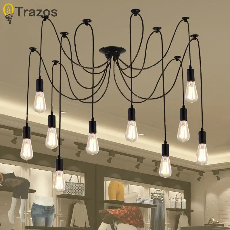 Simple Chandelier Restaurant Clothing Shop Industrial Wind Multi-head Spider Light