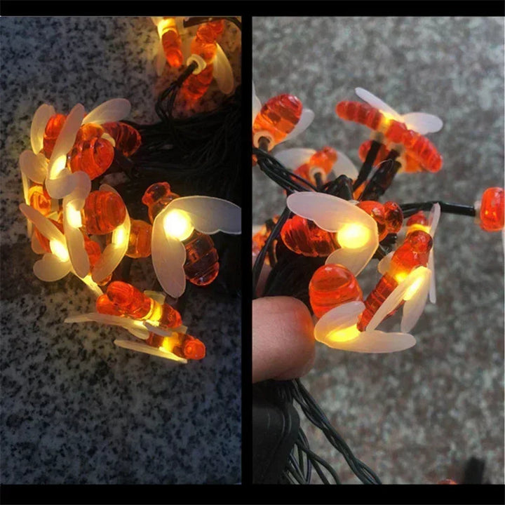 20/50/100 LED Solar Cute Bee Fairy String Lights Garden Fairy Lights 8 Mode Outdoor Lighting for Easter Christmas Wedding Decor