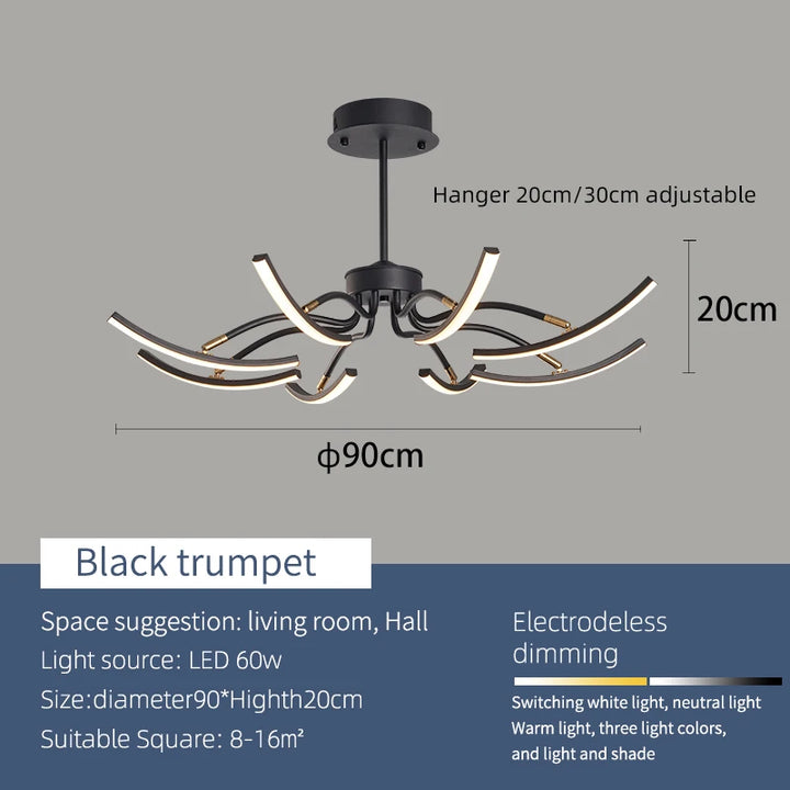 NEO Gleam Black/Gold DIY Modern led Chandelier bedroom study Living Room Suspension luminaire Hanging Chandeliers