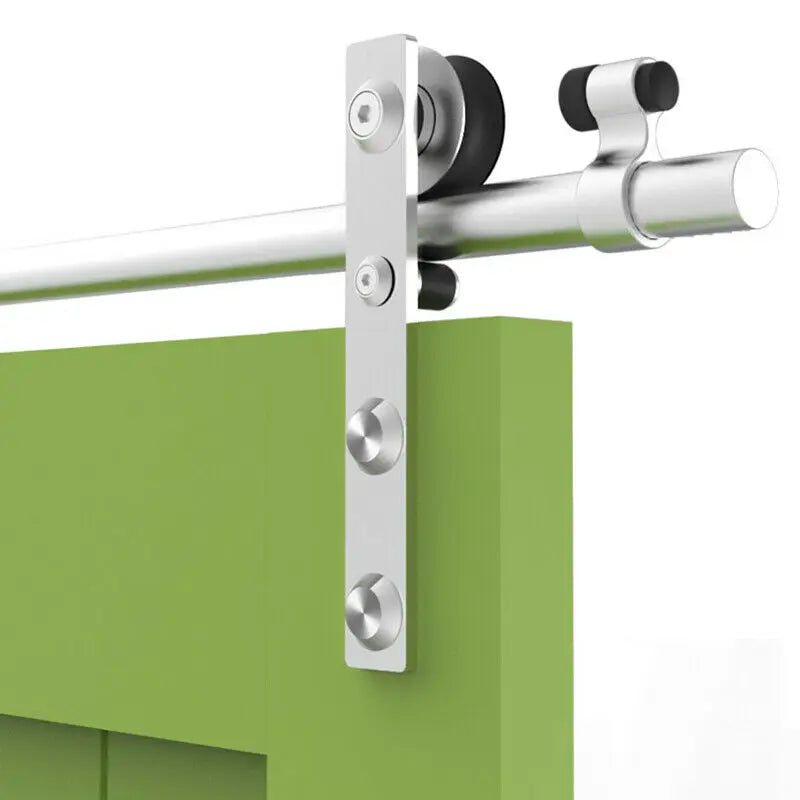 CCJH 4/5/5.5/6/6.6FT Silver Stainless Steel Sliding Barn Wood Door Hardware Kit  For Single Door ，Can be Customed