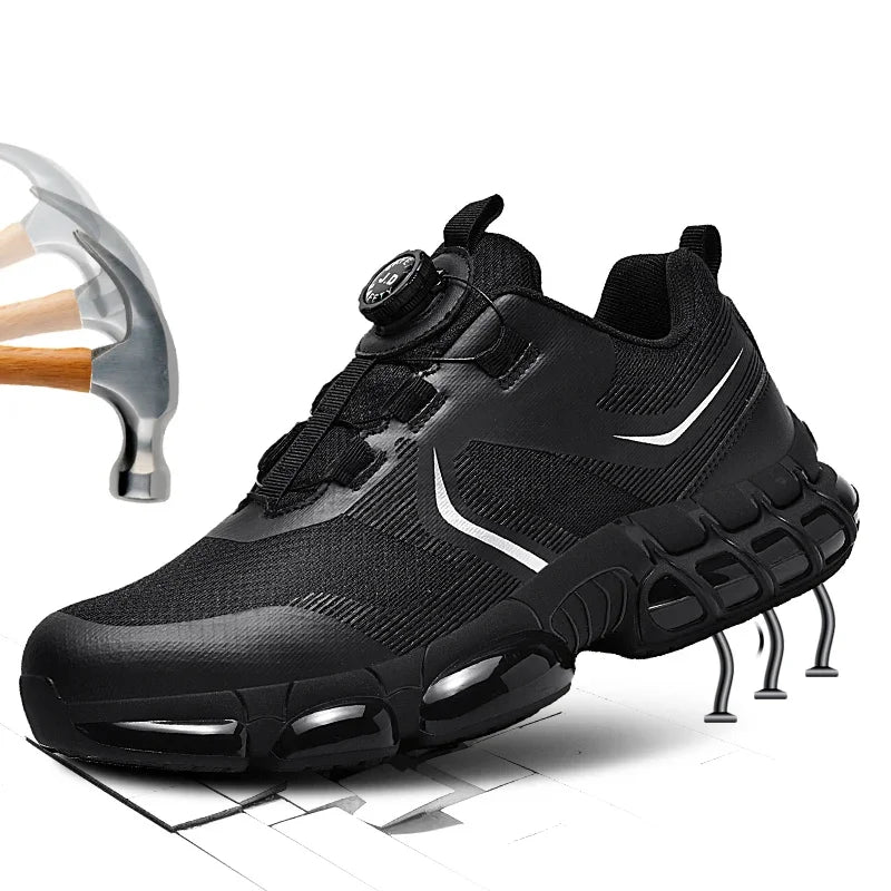 VIPOL Men's outdoor sports shoes, steel-toe shoes, construction site safety shoes, anti-crush and anti-puncture safety shoes