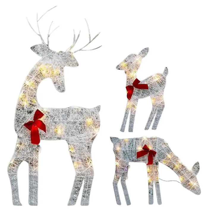 LED Light Iron Art Elk Deer Lighted Christmas Deer Glowing Glitter Reindeer Christmas Garden Decor Xmas Home Outdoor Yard Decor