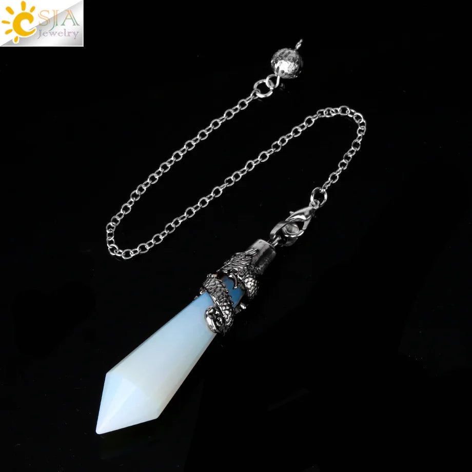 CSJA Dragon Crystals Pendulums for Dowsing Natural Stone Quartz Pendant Divination Pendulum 12 Faceted Balancing Pendulo H024