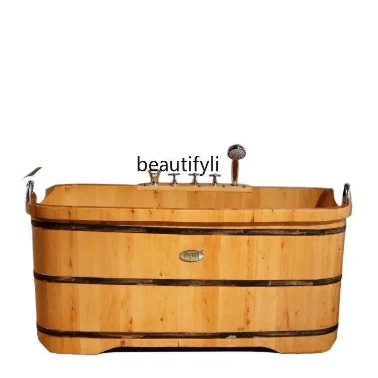 A17 Couple Double Bath Barrel Two-Person Wooden Barrel Solid Wood Bathtub Full Body Adult Bath Bucket Adult Home Use