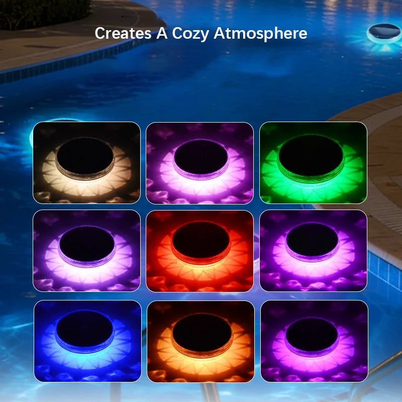 Solar Floating Pool Light Intelligent Auto On&Off 6Color Changing Modes Holiday & Celebration Light Settings Enhances Cozy