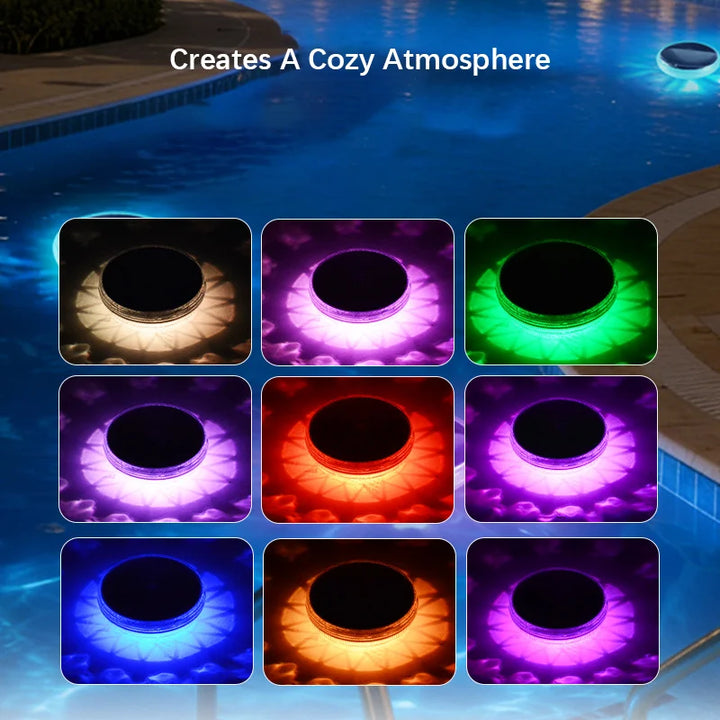 Solar Floating Pool Light Intelligent Auto On&Off 6Color Changing Modes Holiday & Celebration Light Settings Enhances Cozy