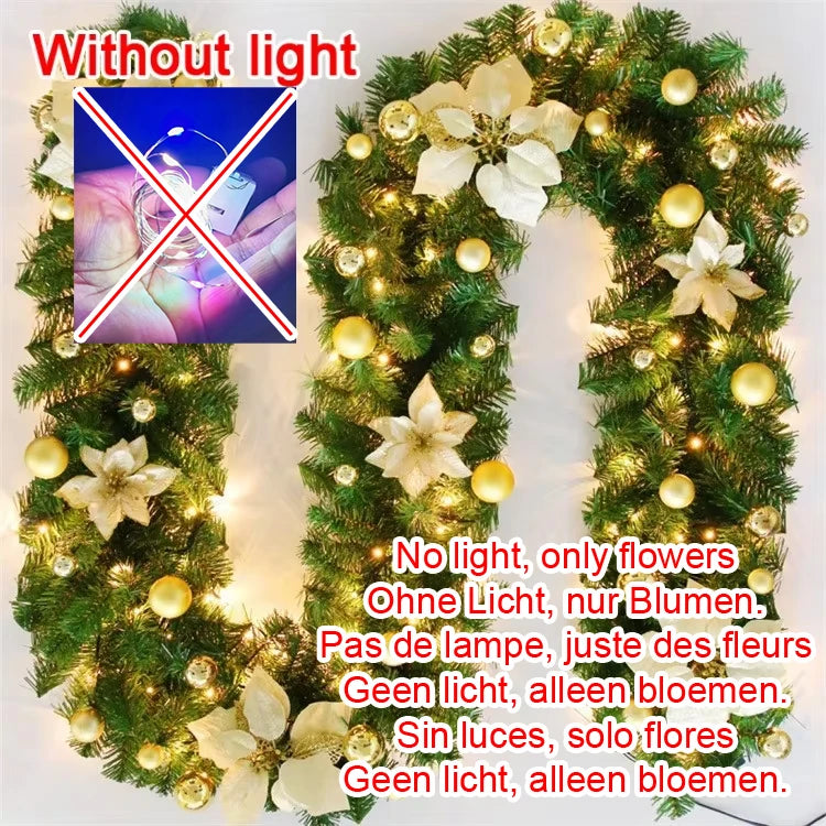 270cm Christmas LED Rattan Garland Decorative For Staircase Fireplace Christmas Decoration Xmas Tree Rattan Banner Home Pendant