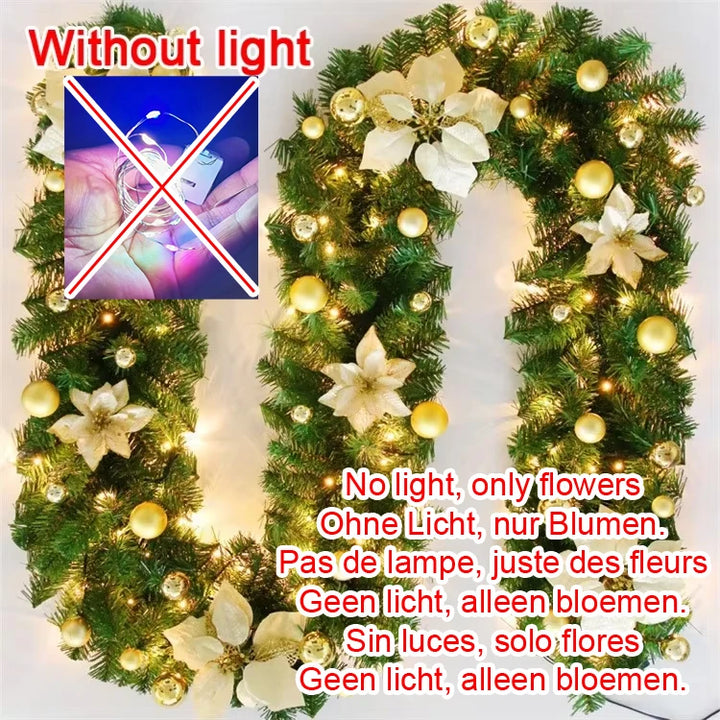 270cm Christmas LED Rattan Garland Decorative For Staircase Fireplace Christmas Decoration Xmas Tree Rattan Banner Home Pendant
