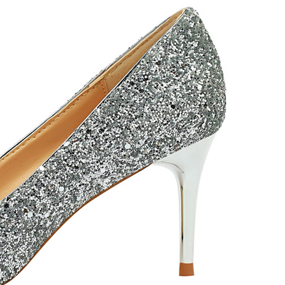 Women 7cm 9.5cm High Heels Bling Pumps Sparkly Heels