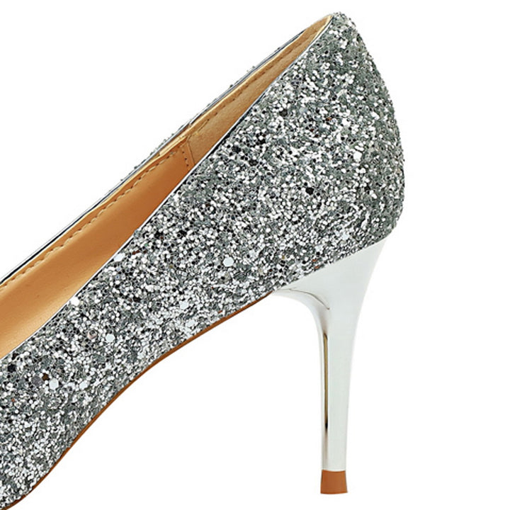 Women 7cm 9.5cm High Heels Bling Pumps Sparkly Heels
