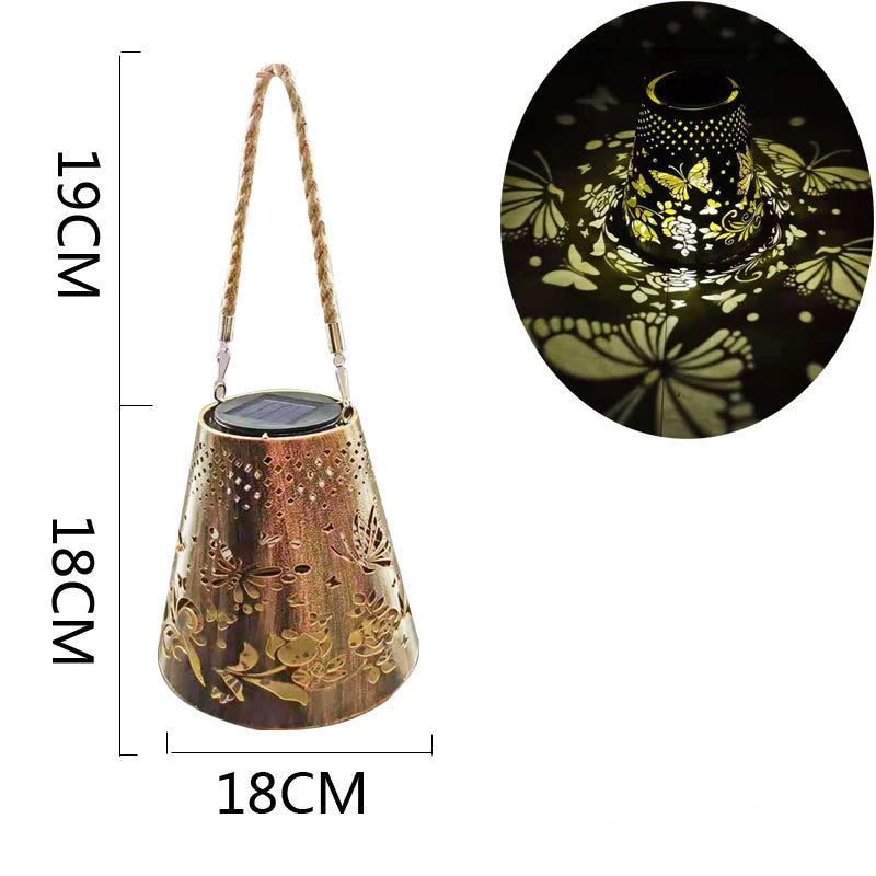 Iron Hollow Solar Lawn Outdoor Butterfly Projectio Garden Lamp  for ,Courtyard Balcony