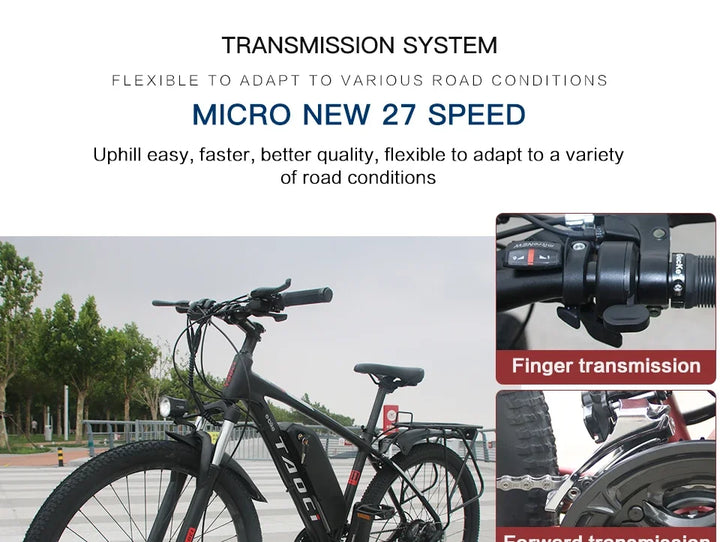 AKEZ Electric Bicycle 36V13AH Lithium Battery 350W Brushless motor Adult E-Bike 26Inch Thin tire Urban Commuting Electric Bike