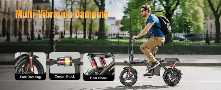 400W power electric bicycle, 14-inch foldable urban fashionable transportation E-Bike, 48V 30AH super large capacity battery