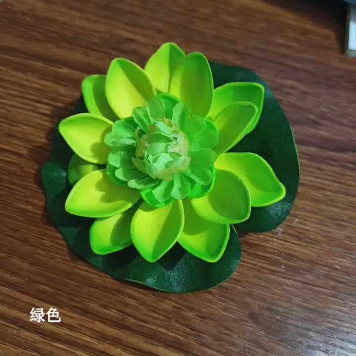 6PCS Lotus Artificial Flower Floating Fake Lotus Plant Lifelike Water Lily Micro Landscape for Pond Garden Decor