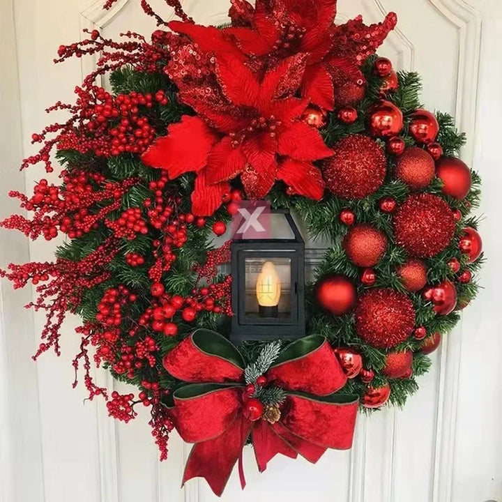 Christmas Wreath for Front Door Red Gold Window Wall Door Decorations 2024 Christmas Garland Ornament Guirnalda Navidad