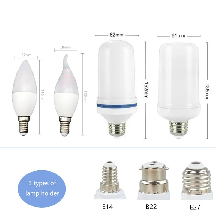 E27 LED Flame Lamps LED Flickering Fire Simulation Light E14 Dynamic Flame Effect Light Bulbs