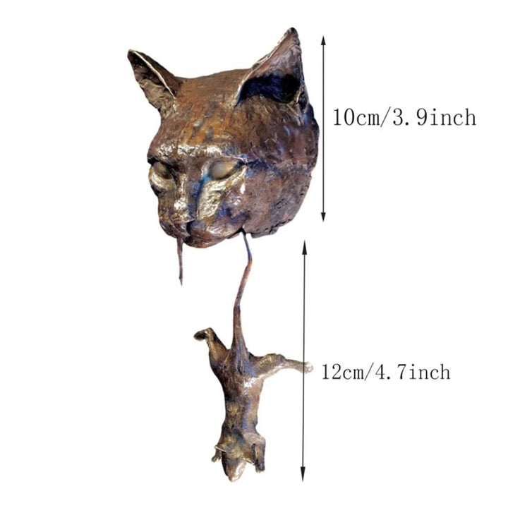 Cat and Mouse Statue Resin Wall Sculpture Pendant Knocker Decoration for Door