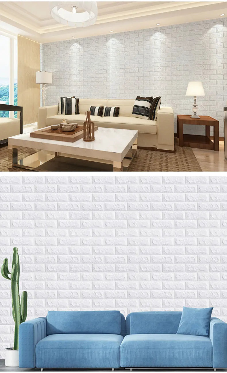 10Pcs Self-Adhesive 3D Wall Sticker DIY Brick Stickers Home Kids Room Kitchen Ceiling Decor No Odor No Pollution Wallpaper 70X77