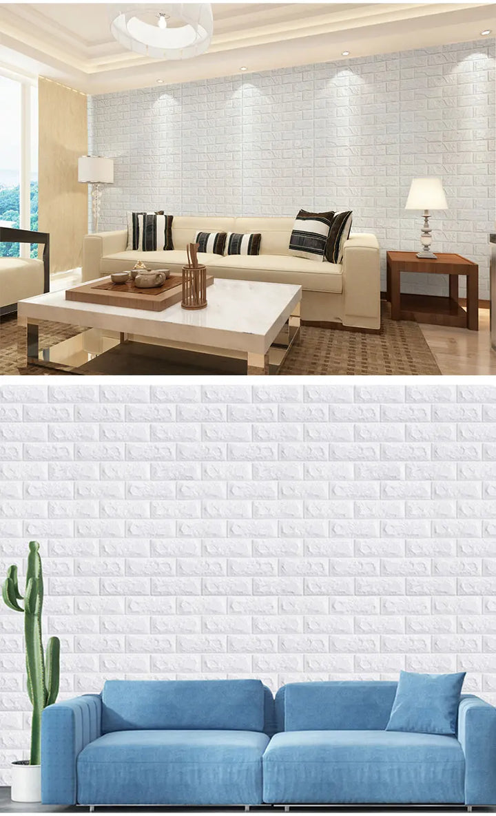 10Pcs Self-Adhesive 3D Wall Sticker DIY Brick Stickers Home Kids Room Kitchen Ceiling Decor No Odor No Pollution Wallpaper 70X77