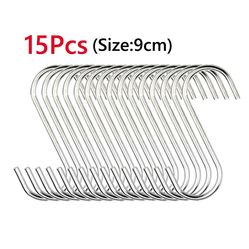 5/10Pcs S-Shape Hook Stainless Steel Clothes Bags Towels Plants Hanging Rack Multi-function Kitchen Bedroom Railing Hanger Hook