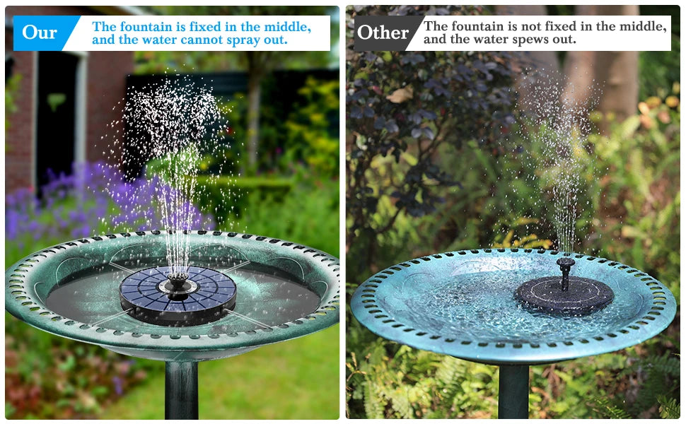 AISITIN Solar Fountain 5.5W with Color LED Light and 2000mAh Battery, 7 Nozzles Solar Bird Bath Fountain, for Outdoor, Garden