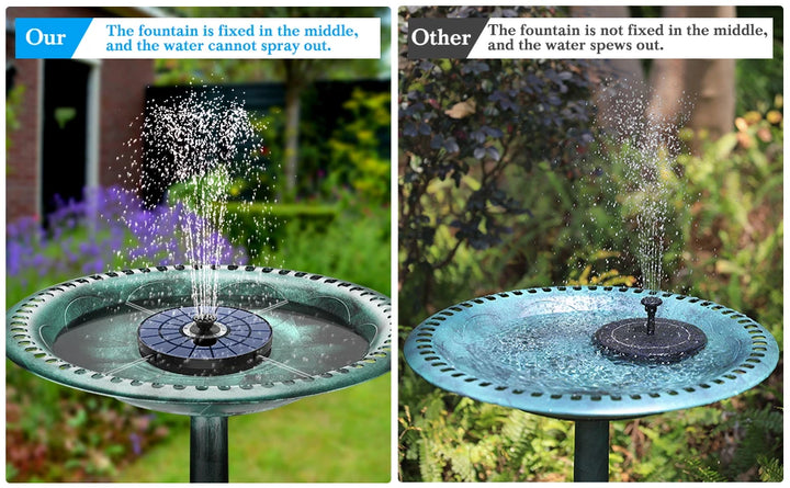 AISITIN Solar Fountain 5.5W with Color LED Light and 2000mAh Battery, 7 Nozzles Solar Bird Bath Fountain, for Outdoor, Garden